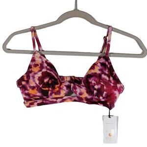 Tie Dye Bralette Bikini Top Shade & Shore Pink 32B Cut Out Padded Swimwear Beach